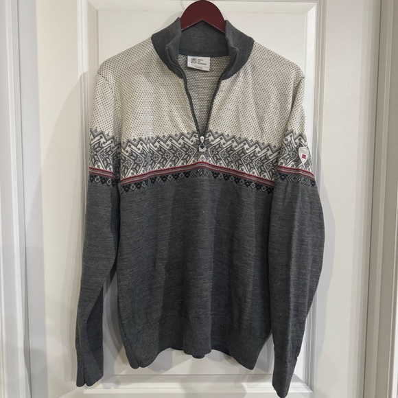 Dale Of Norway Hovden Jacquard Half Zip Wool Sweater - Picture 2 of 13